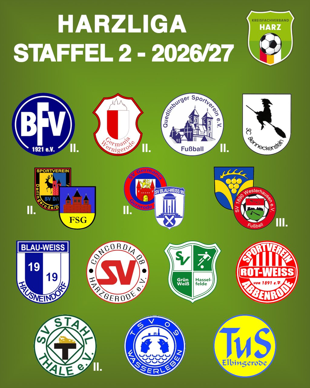 Staffel Harzliga - Staffel 2, 2026/2027
